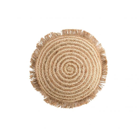 Coussin rond déhoussable en jute - 40 cm - Tourbillon