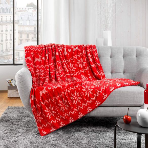 Plaid avec poche - 125x150 cm - Motifs rennes et flocons