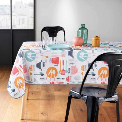 Nappe enduite avec traitement antitache Marine carrée 180 x 180 cm