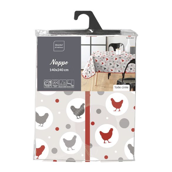 Toile cirée rectangulaire - 140x240 cm - Poules