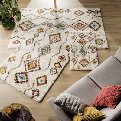Tapis 120x170 cm - Losanges colorés sur fond beige