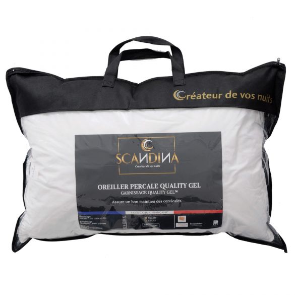 Oreiller percale quality gel - 50x70 cm - Made in France