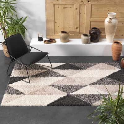 Tapis shaggy 160x230 cm - Losanges bicolores