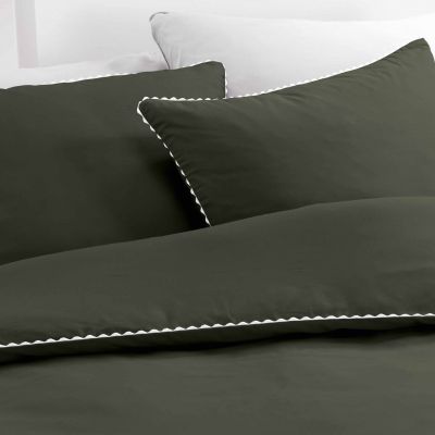 Housse de couette - 220 x 240 cm + taies - Percale - Kaki - 78 fils - Uni