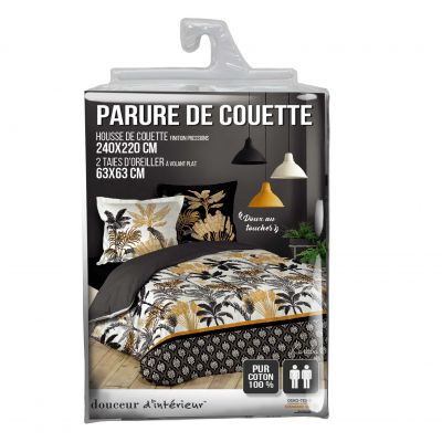 Housse de couette - 240 x 220 cm + taies - Palmiers et perroquets