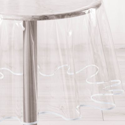 Nappe cristal ronde - Diamètre 180 cm - Biais Blanc