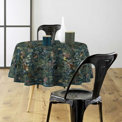 Nappe toile cirée ronde - Diamètre 160 cm -Animaux dans la foret