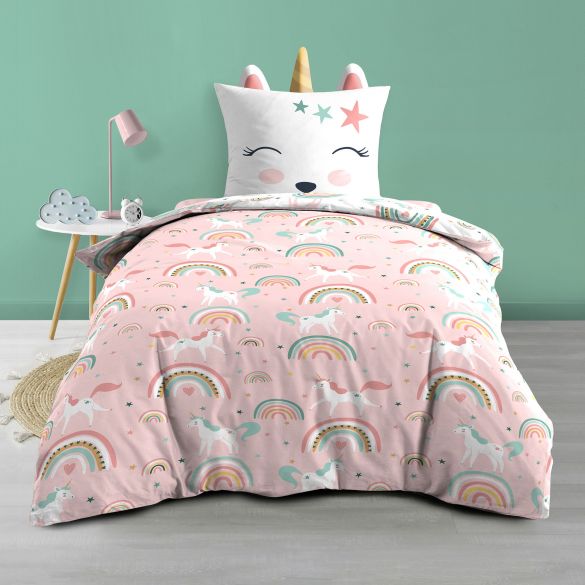 Housse de couette enfant 140x200 cm + taie - Licorne Housse de couette enfant 140x200 cm + taie - Licorne
