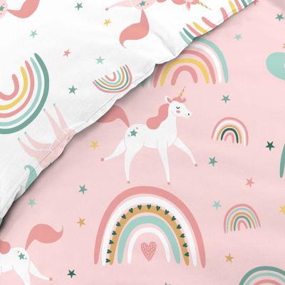 Housse de couette enfant 140x200 cm + taie - Licorne 