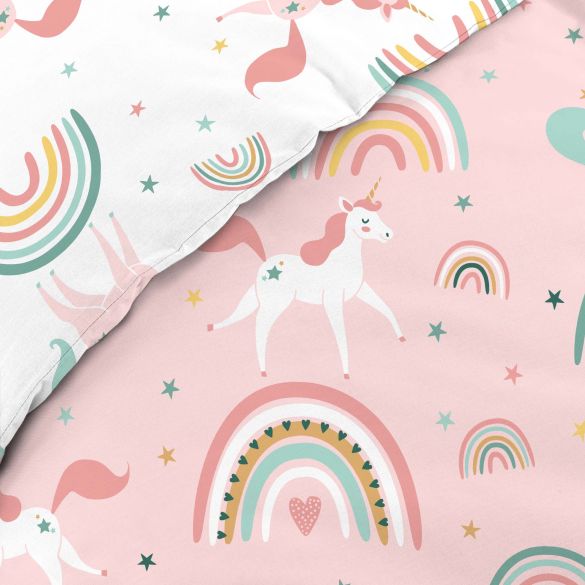 Housse de couette enfant 140x200 cm + taie - Licorne 