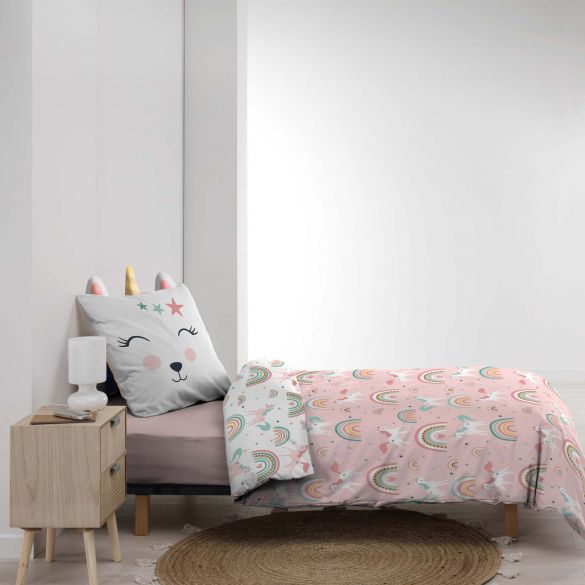 Housse de couette enfant 140x200 cm + taie - Licorne 