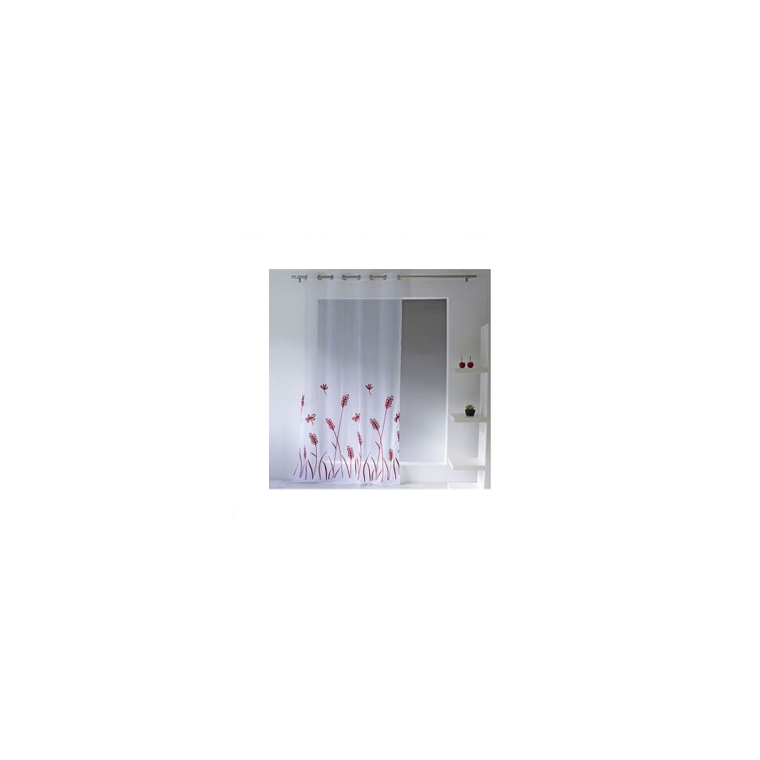 Panneau voile - Oeillets - 140 x 260 cm - Brodé fleurs