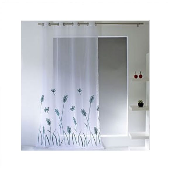 Panneau voile - Oeillets - 140 x 260 cm - Brodé fleurs