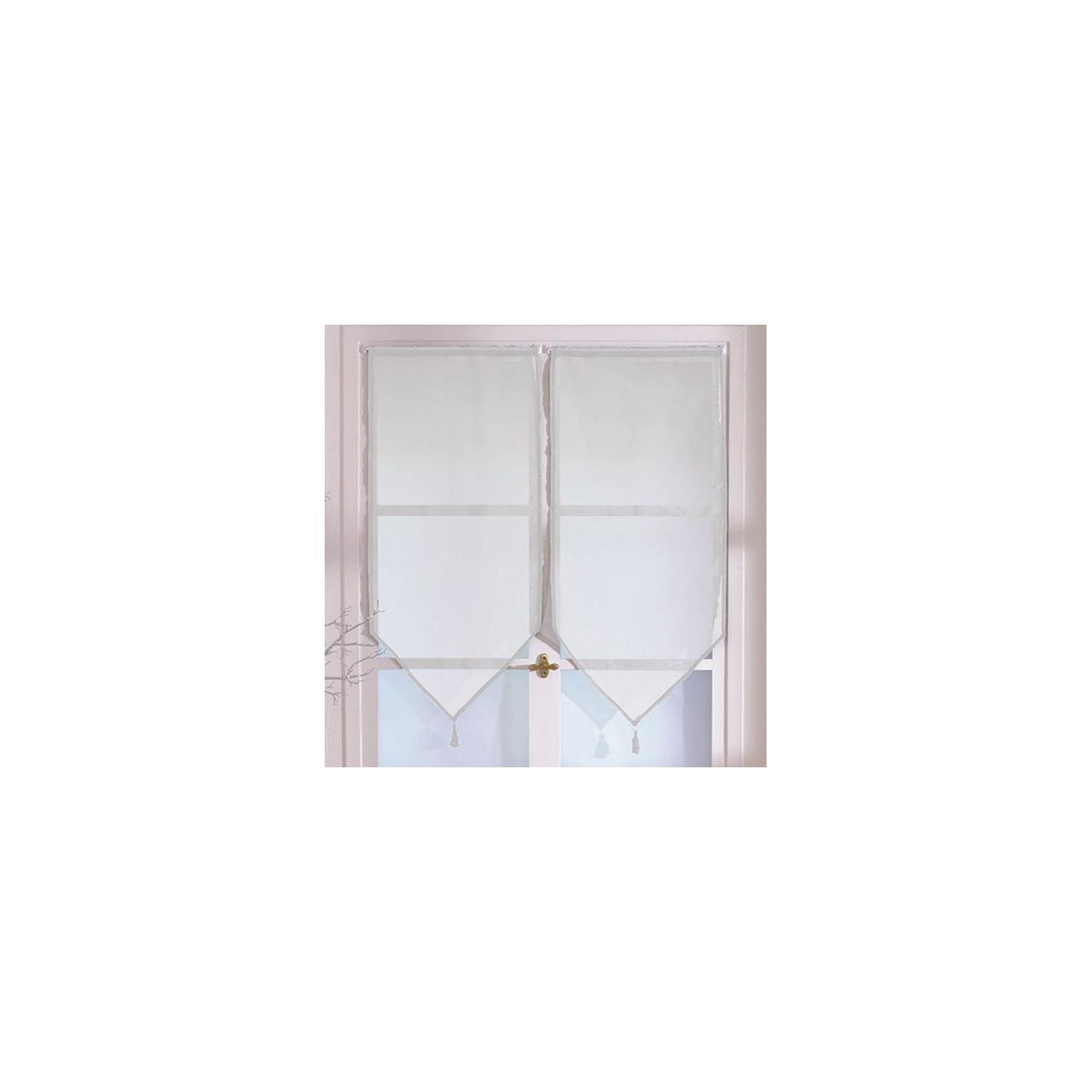 Paire pointe pompon - Voile - 60 x 90 - Unie