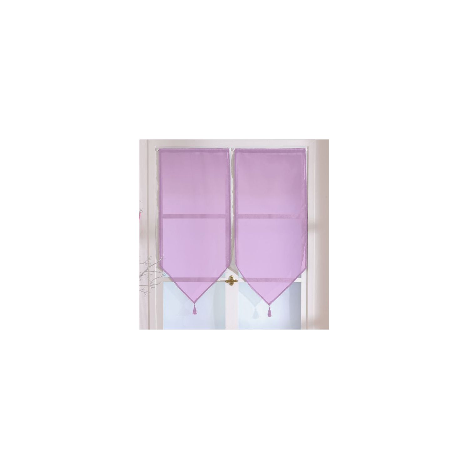 Paire pointe pompon - Voile - 60 x 120 - Unie