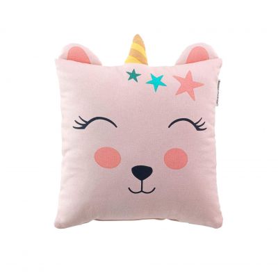 Pack enfant : 1 tapis + 1 coussin tête de licorne + 1 coussin 40x40 cm +1 bouillotte