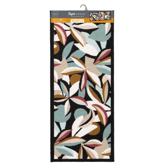 Tapis antidérapant - 50x120 cm - Feuillage graphique et coloré