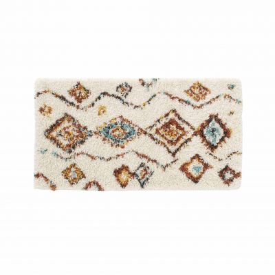 Tapis shaggy 60x110 cm - Losanges colorés sur fond écru