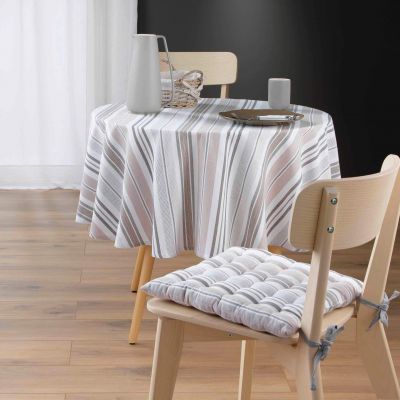 Nappe coton ronde - Diamètre 180 cm - Rayures