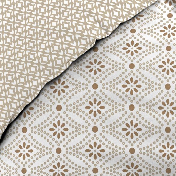 Housse de couette réversible - 220x240 cm + taies - motif graphique blanc et beige
