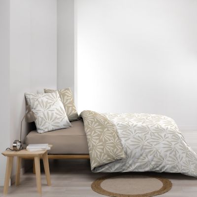 Housse de couette réversible - 240x260 cm + taies - Nature blanc et beige