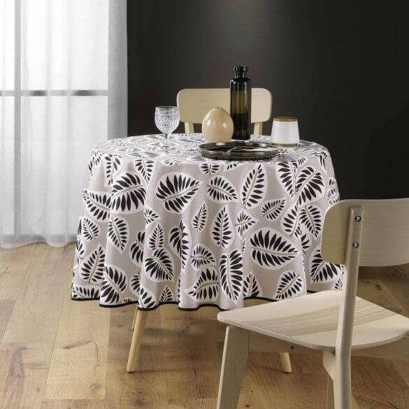 Nappe antitache ronde - Diamètre 180 cm - Feuilles