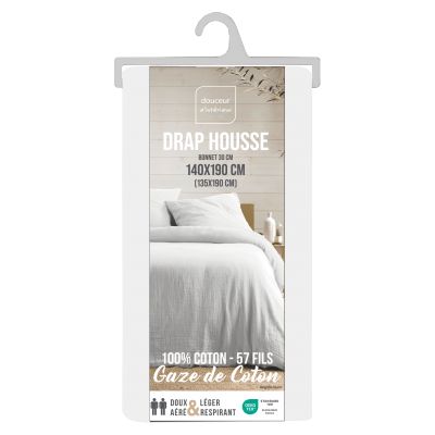 Drap housse 140x190 cm - Gaze de coton