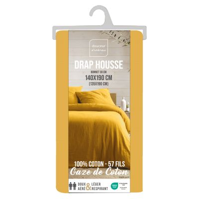 Drap housse 140x190 cm - Gaze de coton