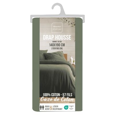 Drap housse 140x190 cm - Gaze de coton