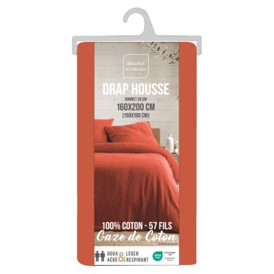 Drap housse 160x200 cm - Gaze de coton