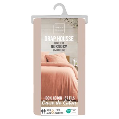 Drap housse 160x200 cm - Gaze de coton