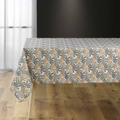 Nappe antitache rectangulaire 150x240 cm - Feuillage sauge, orange et bleu