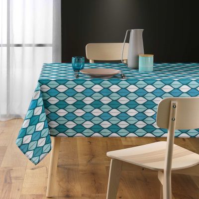 Nappe antitache rectangulaire 145x240 cm - Feuilles bleues