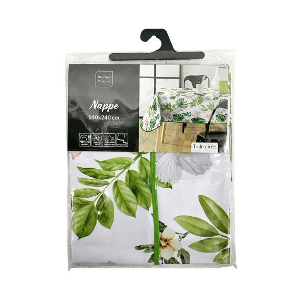 Toile cirée rectangulaire - 140x240 cm - Fleurs et feuillage tropical