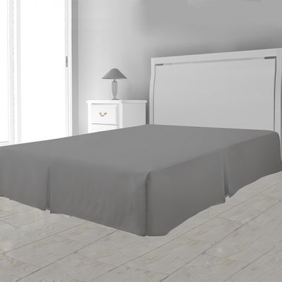 Cache sommier plateau - 3 plis - 140 x 190 cm - Gris