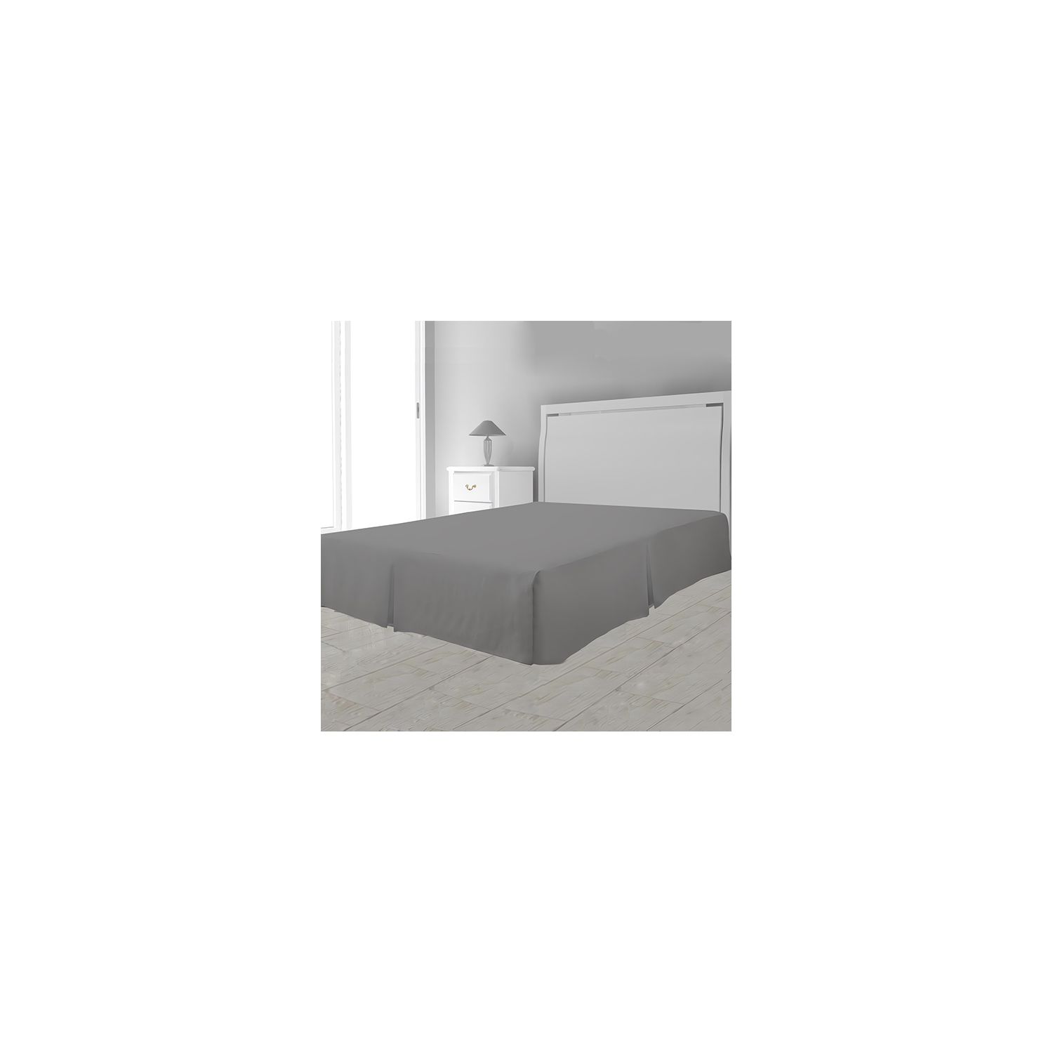 Cache sommier plateau - 3 plis - 140 x 190 cm - Gris