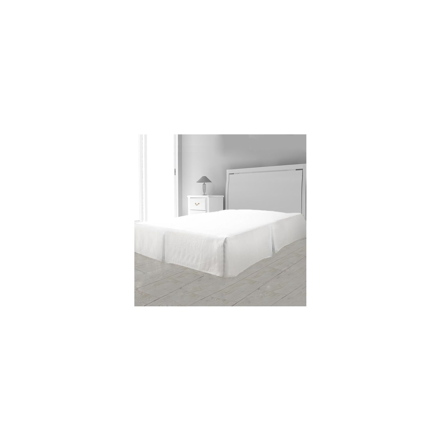 Cache sommier plateau 3 plis 140x190 cm blanc