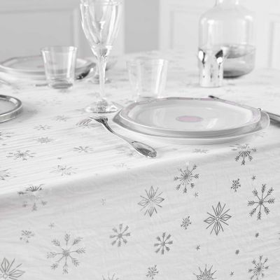 Nappe rectangle 140x240 cm - Flocons argent