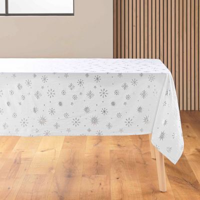 Nappe rectangle 140x240 cm - Flocons argent