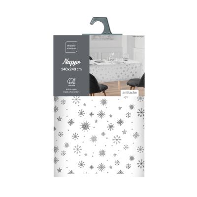 Nappe rectangle 140x240 cm - Flocons argent