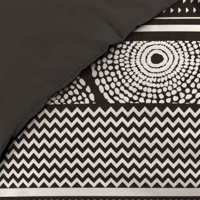 Housse de couette 240x260 cm + taies - Formes graphiques Noir et Beige