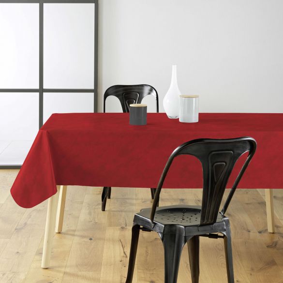 Toile cirée au mètre - Largeur 140 cm - Effet béton ciré - Rouge
