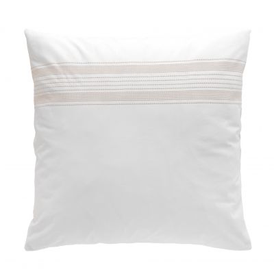 Housse de couette 220x240 cm + taies - Fils teints brodés blanche et naturel