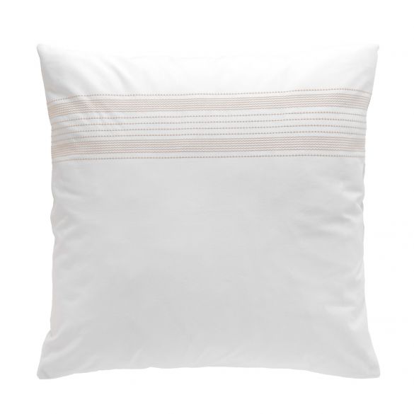 Housse de couette 220x240 cm + taies - Fils teints brodés blanche et naturel