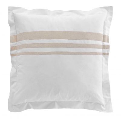 Housse de couette 220x240 cm + taies - blanche et naturel