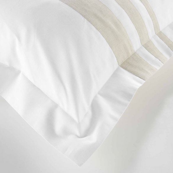 Housse de couette 220x240 cm + taies - blanche et naturel
