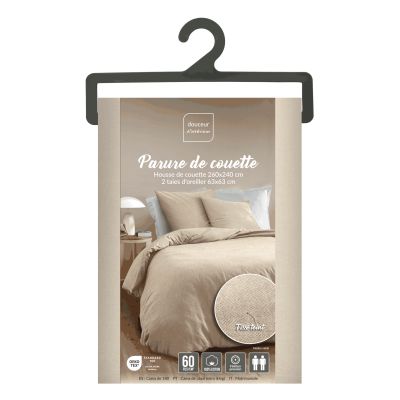 Housse de couette 260x240 cm + taies - Fils teints lavés - uni