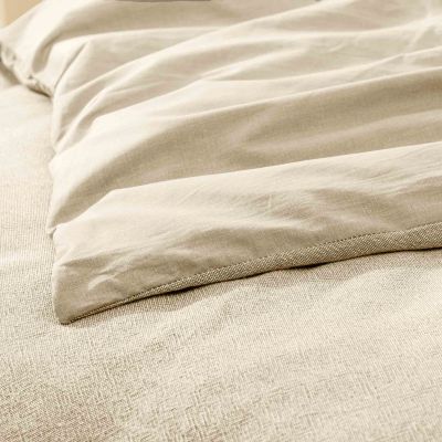 Housse de couette 260x240 cm + taies - Fils teints lavés - uni