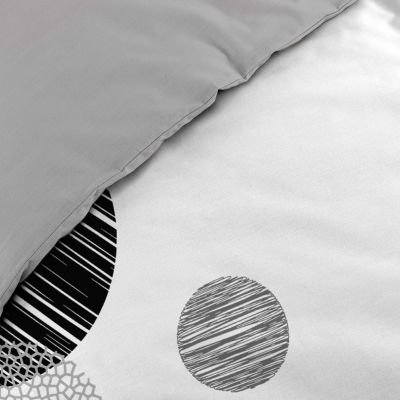 Housse de couette 140x200 cm + taies - Ronds Noir et Blanc