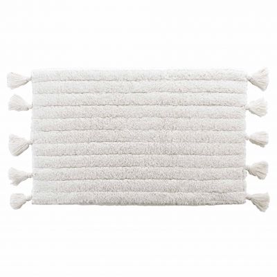 Tapis de bain pompoms 50x80cm - Tufté - Blanc